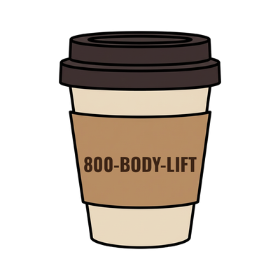 800-BODY-LIFT on a coffee cup