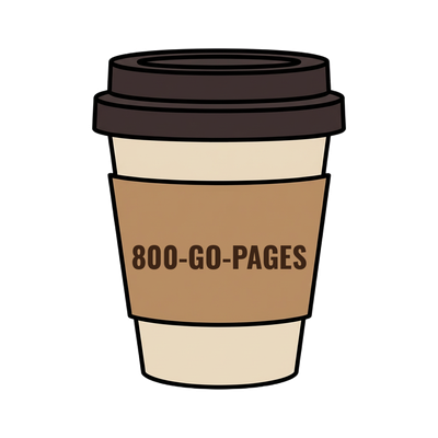 800-GO-PAGES on a coffee cup