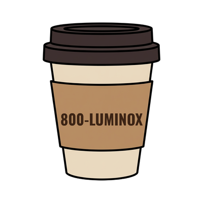 800-LUMINOX on a coffee cup