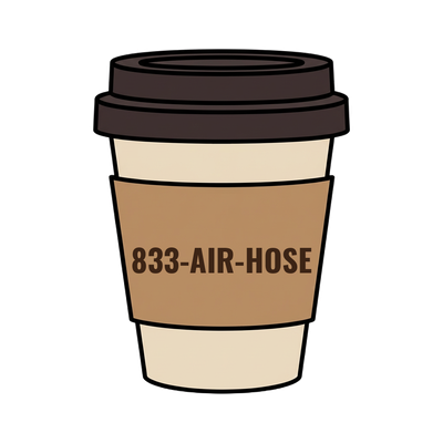 833-AIR-HOSE on a coffee cup