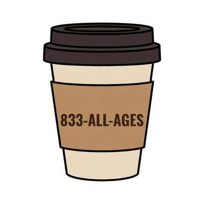 833-ALL-AGES on a coffee cup