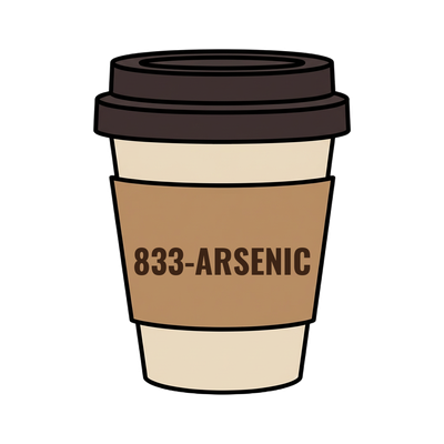 833-ARSENIC on a coffee cup