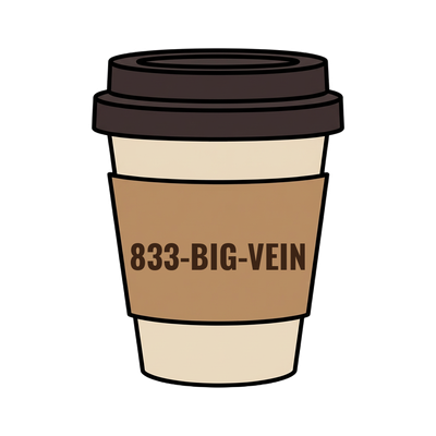 833-BIG-VEIN on a coffee cup