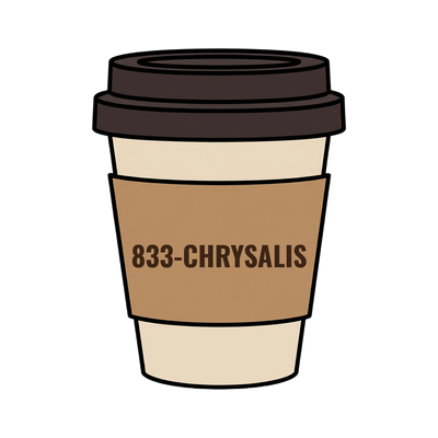 833-CHRYSALIS on a coffee cup