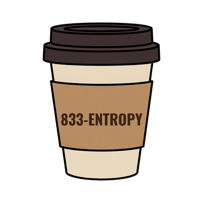 833-ENTROPY on a coffee cup