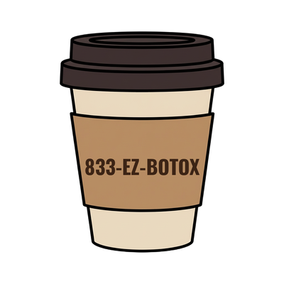 833-EZ-BOTOX on a coffee cup