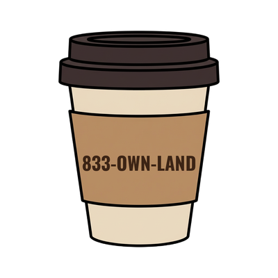 833-OWN-LAND on a coffee cup