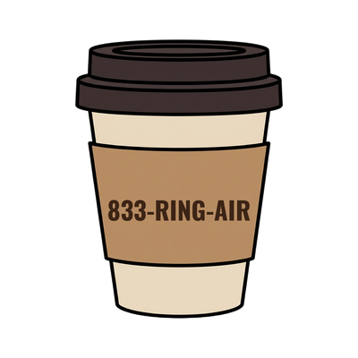 833-RING-AIR on a coffee cup