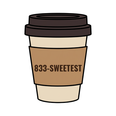 833-SWEETEST on a coffee cup