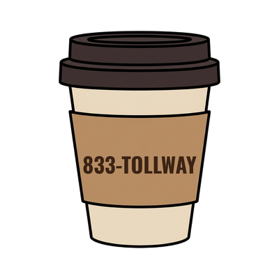 833-TOLLWAY on a coffee cup