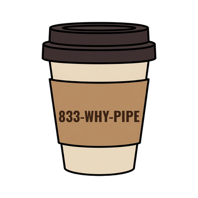 833-WHY-PIPE on a coffee cup