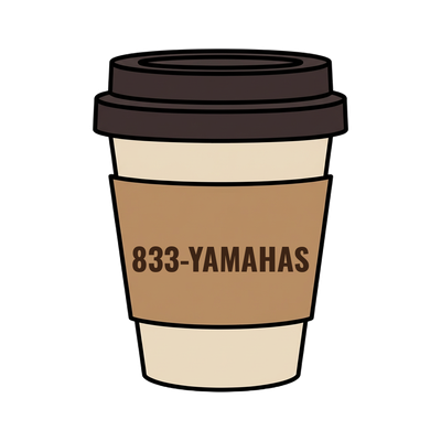 833-YAMAHAS on a coffee cup