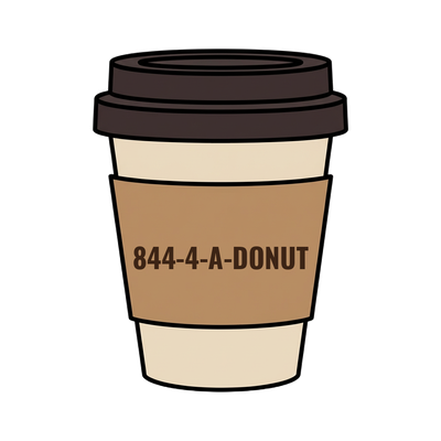 844-4-A-DONUT on a coffee cup