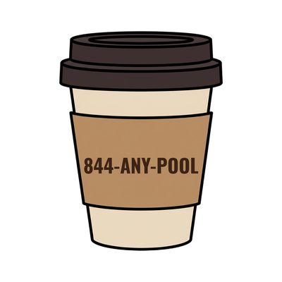 844-ANY-POOL on a coffee cup