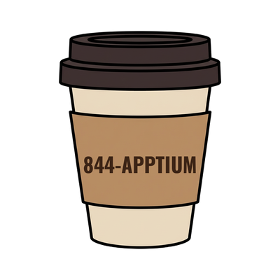844-APPTIUM on a coffee cup
