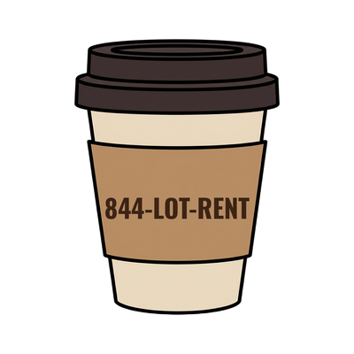 844-LOT-RENT on a coffee cup