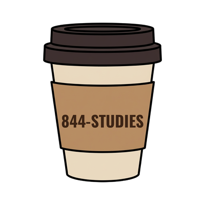 844-STUDIES on a coffee cup