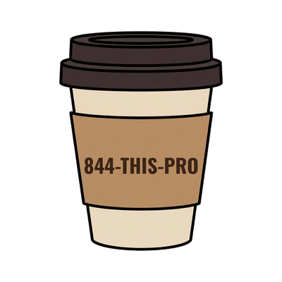 844-THIS-PRO on a coffee cup