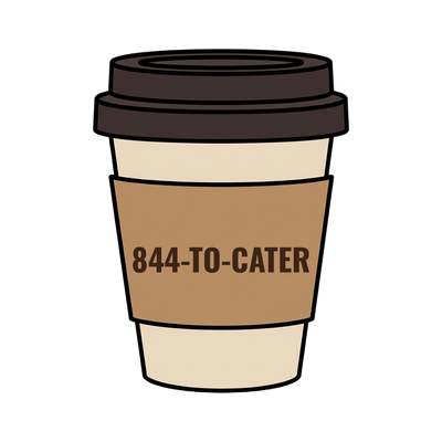 844-TO-CATER on a coffee cup