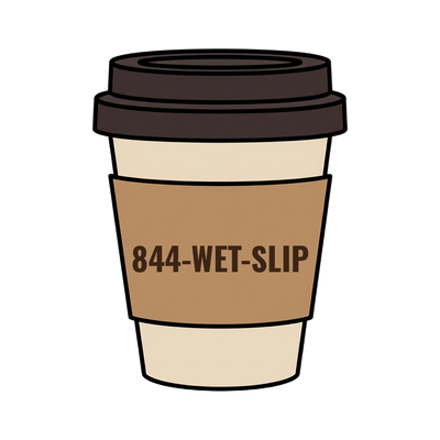 844-WET-SLIP on a coffee cup