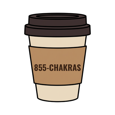 855-CHAKRAS on a coffee cup