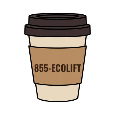 855-ECOLIFT on a coffee cup