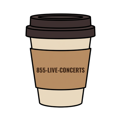 855-LIVE-CONCERTS on a coffee cup