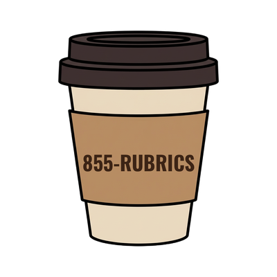 855-RUBRICS on a coffee cup