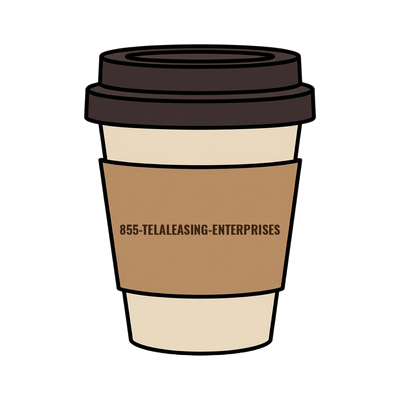 855-TELALEASING-ENTERPRISES on a coffee cup