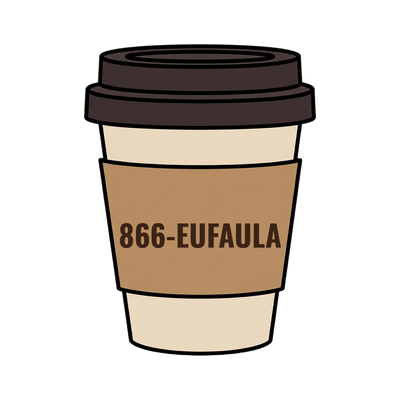 866-EUFAULA on a coffee cup
