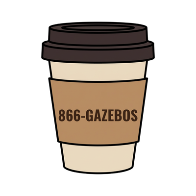 866-GAZEBOS on a coffee cup