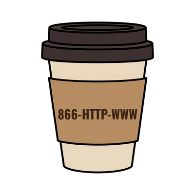 866-HTTP-WWW on a coffee cup