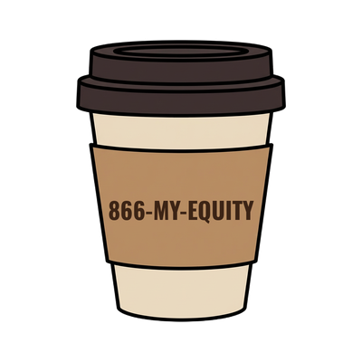 866-MY-EQUITY on a coffee cup
