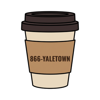 866-YALETOWN on a coffee cup