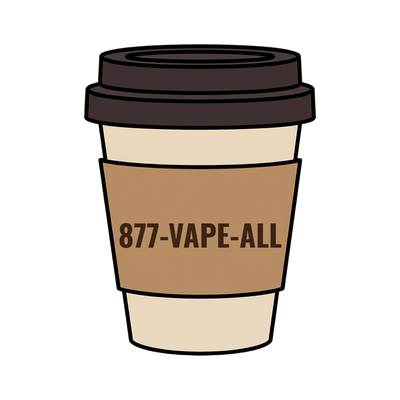 877-VAPE-ALL on a coffee cup