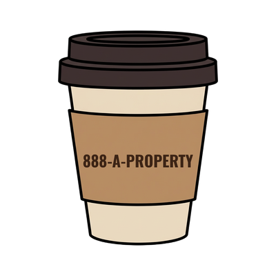 888-A-PROPERTY on a coffee cup