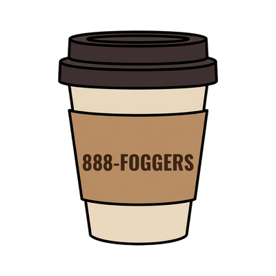 888-FOGGERS on a coffee cup